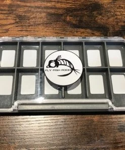 Adamsbuilt Fly Boxes Fly Fish Food Logo Fly Box, Clear Single Sided 12 Magnetic Compartments - Large