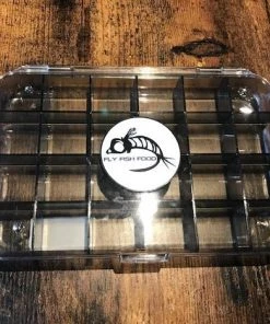 Adamsbuilt Fly Fish Food Logo Fly Box, Ultra Clear 24 Compartment - Large