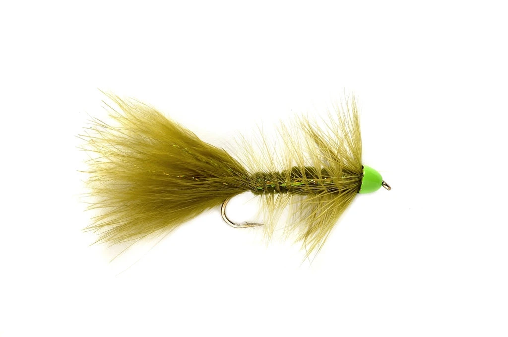 Fulling Mill Shop Flies Hot Cone Bugger Olive & Chartreuse 3 Fulling Mill Shop Flies Hot Cone Bugger Olive & Chartreuse