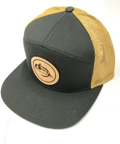 Captuer 7 Panel Trucker Logo Hat - Gray & Yellow Hats