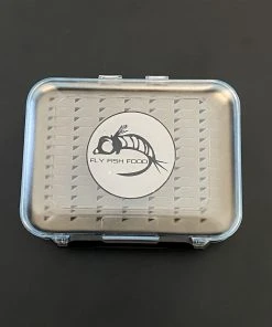 Adamsbuilt FLY FISH FOOD LOGO FLY BOX, CLEAR DOUBLE SIDED - MED, NYMPH FOAM
