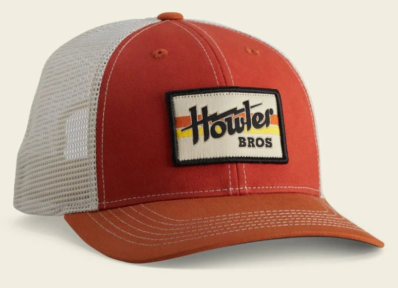 Howler Brothers Howler Bros Standard Hats - Howler Electric Stripe: Brick/Stone 3 Howler Brothers Howler Bros Standard Hats - Howler Electric Stripe: Brick/Stone