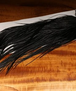 Hareline Dyed Over White Saddle Patch - Black Hackle
