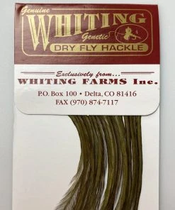 Whiting 100 Pack Dry Fly Hackle - Dark Olive - 16