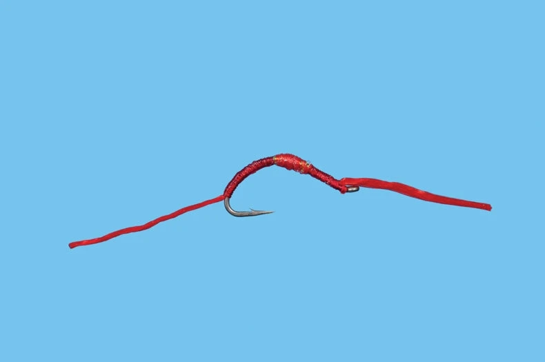 Solitude Shop Flies Flossy Worm - Red 3 Solitude Shop Flies Flossy Worm - Red