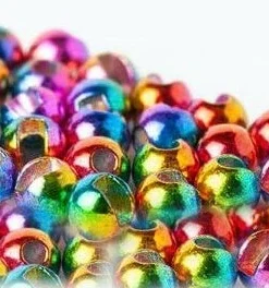 Hareline Slotted Tungsten Beads - Rainbow