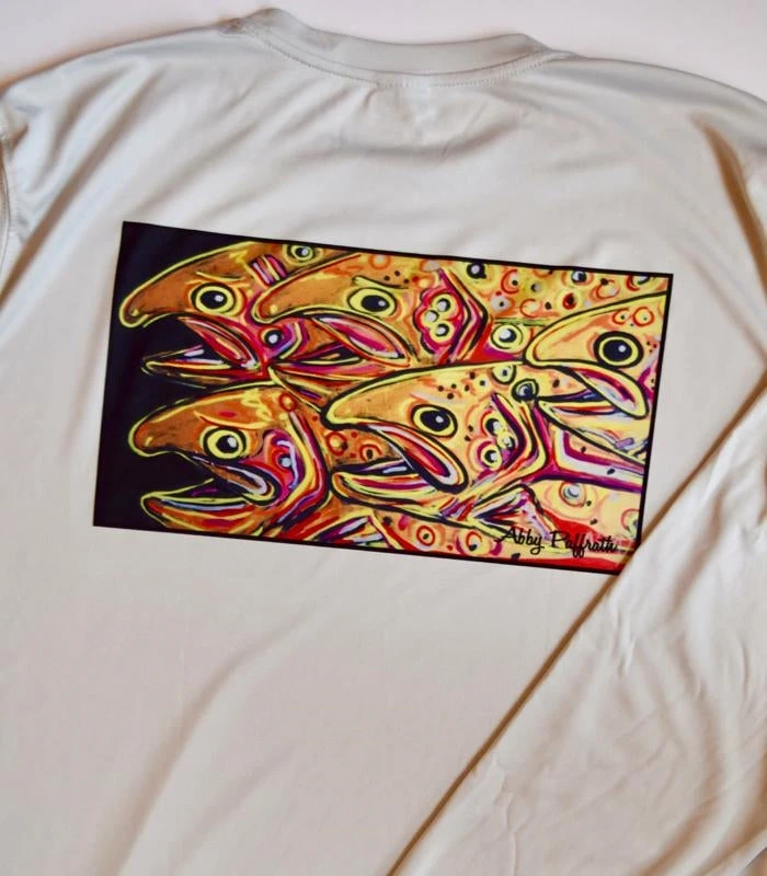 Abby Paffrath Clothing & Logo Gear Art 4 All Golden Trout Sun Shirt With Fly Fish Food Logo 3 Abby Paffrath Clothing & Logo Gear Art 4 All Golden Trout Sun Shirt With Fly Fish Food Logo