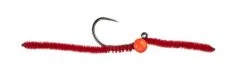 MFC Jig San Juan Worm - Red (Hot Orange Bead)